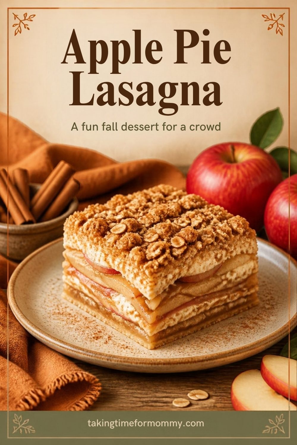 Apple Pie Lasagna with Cinnamon Oat Crumble