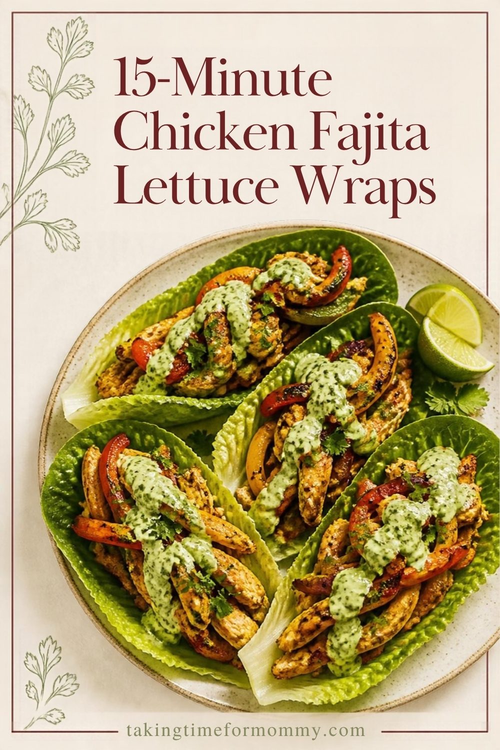 15-Minute Chicken Fajita Lettuce Wraps pin