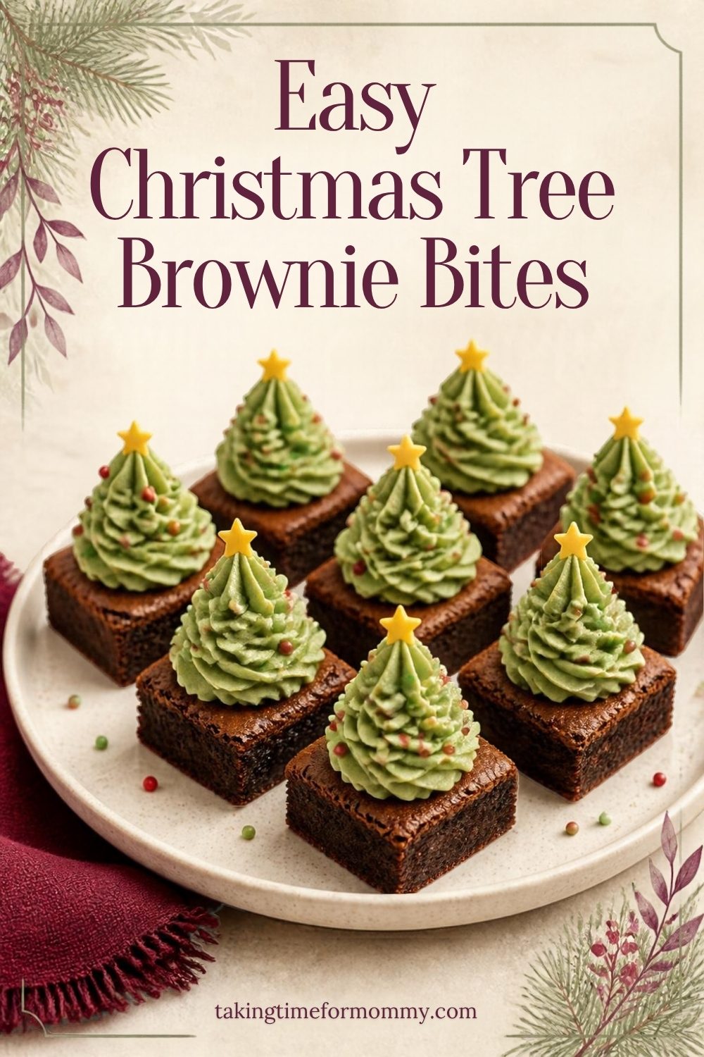 Easy Christmas Tree Brownie Bites pin