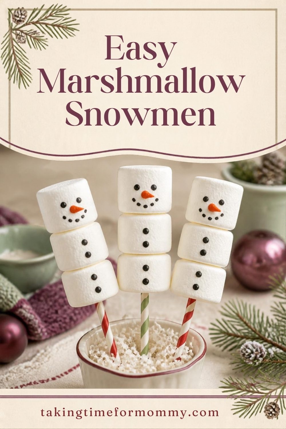 Easy Marshmallow Snowmen pin