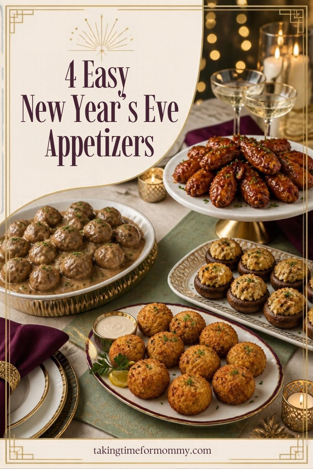 4 Easy New Year’s Eve Appetizers (Meatballs, Wings and Crab Bites)