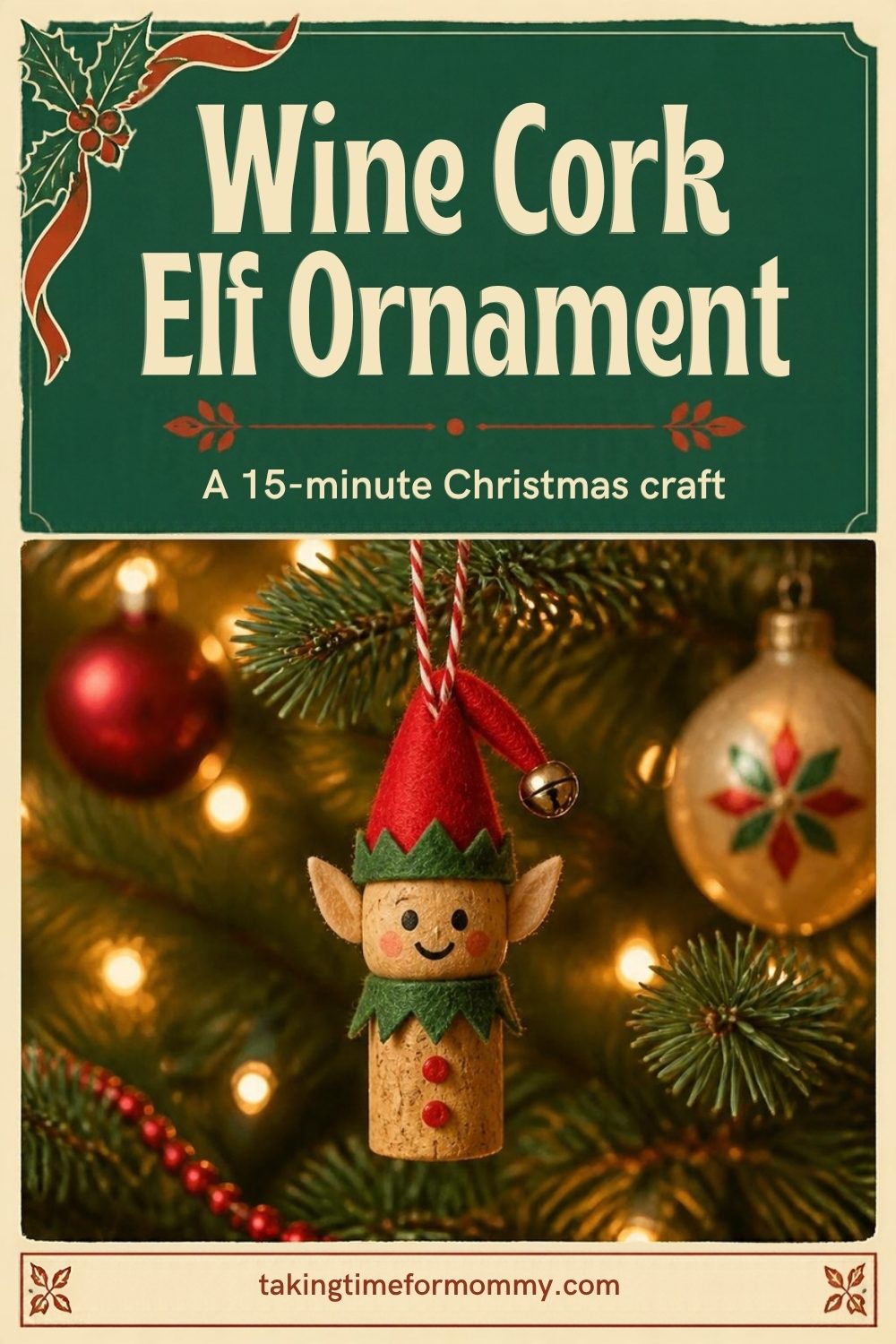 Wine Cork Elf Ornament (Easy Christmas Cork Craft)