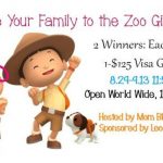 Take Your Family to the Zoo Giveaway 2 Winners each Win a $125 Visa GC