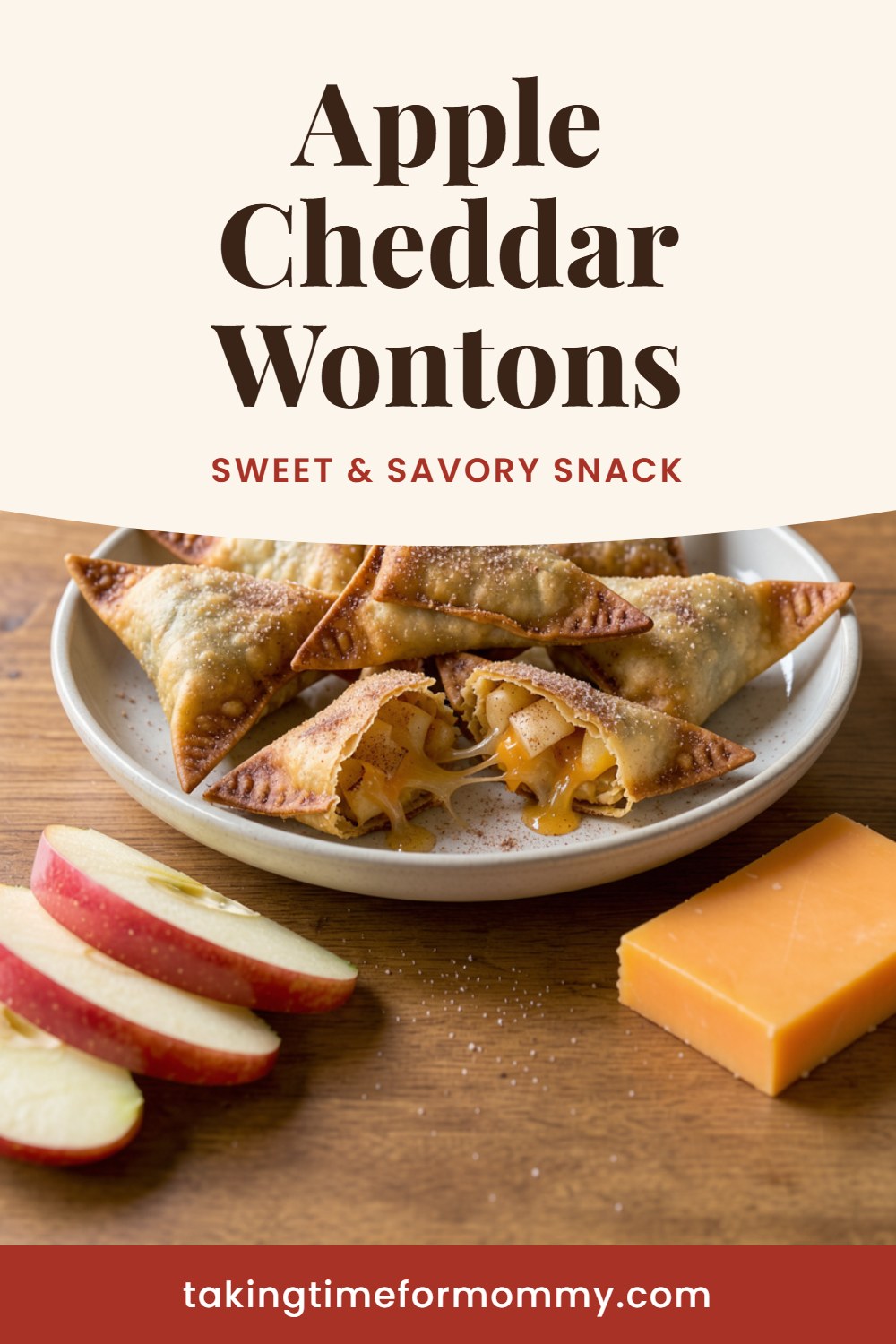 Apple Cheddar Wontons with Cinnamon Sugar