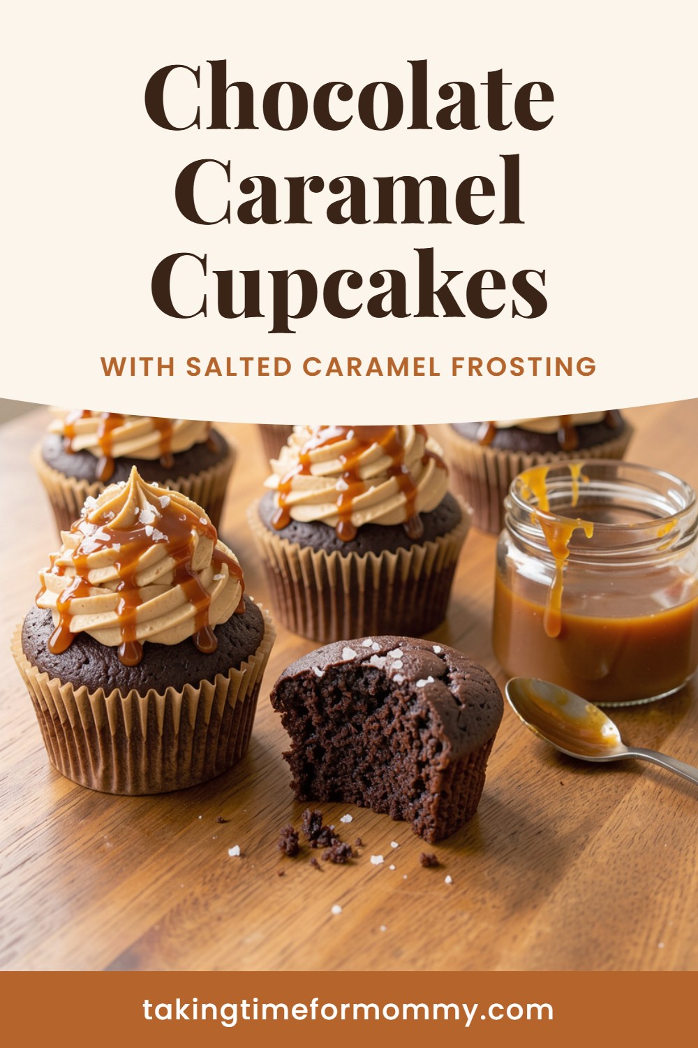 Chocolate Caramel Cupcakes with Salted Caramel Frosting