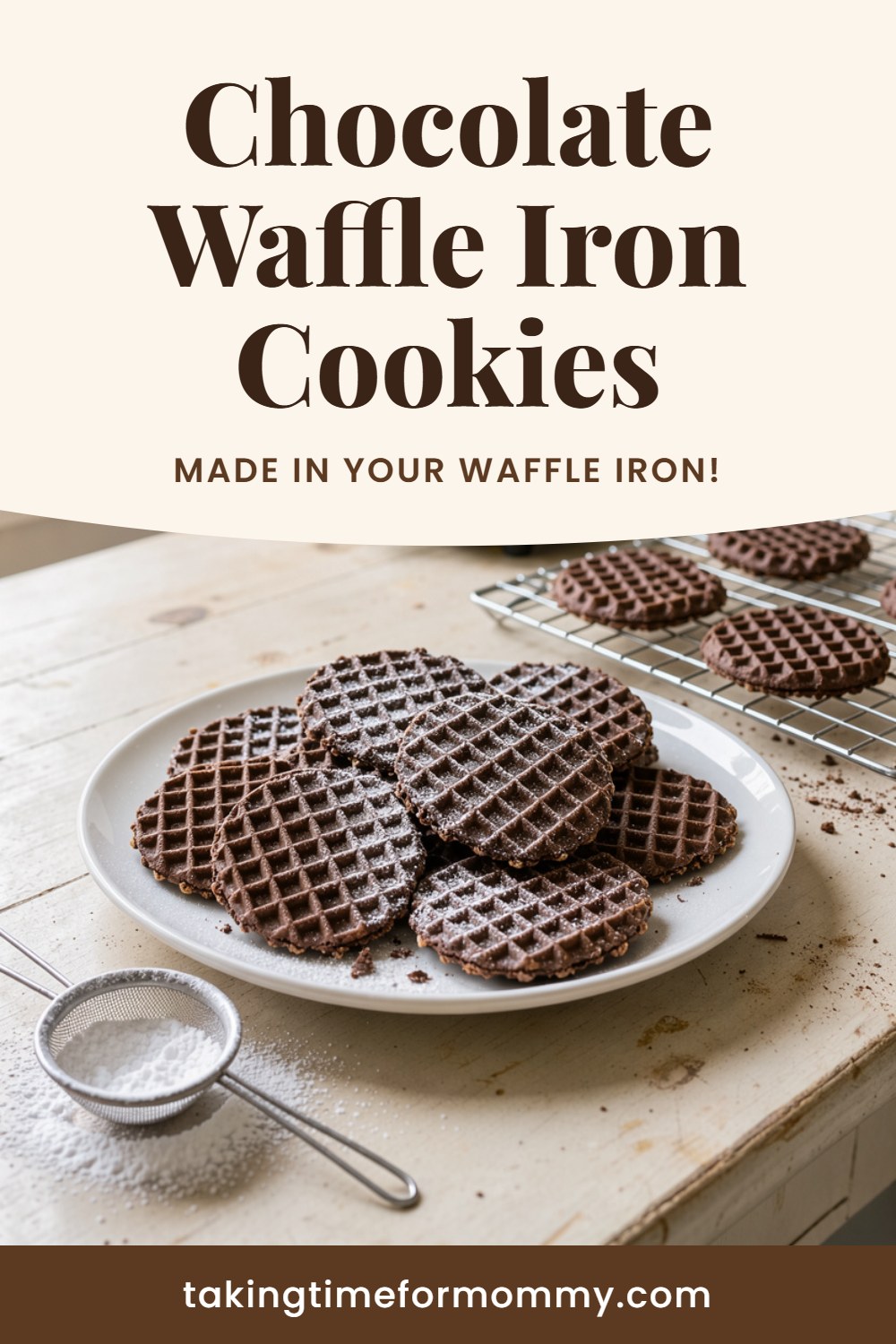 Chocolate Waffle Iron Cookies (Cocoa Tracks)