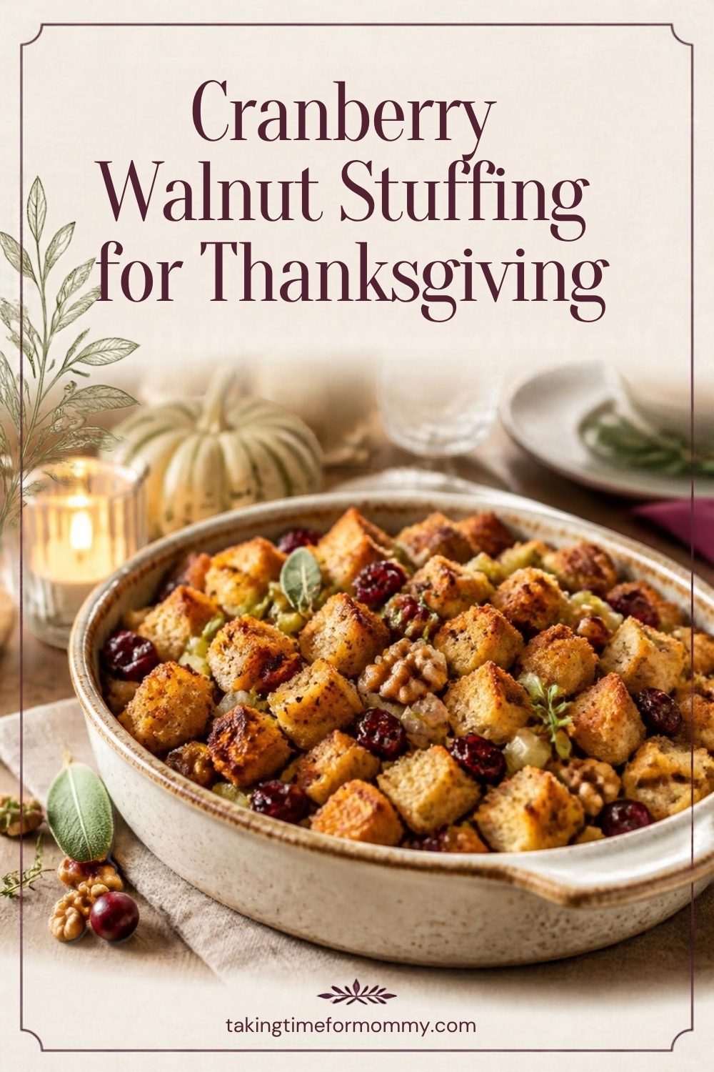 Cranberry Walnut Stuffing (In the Bird or Baked in a Dish)