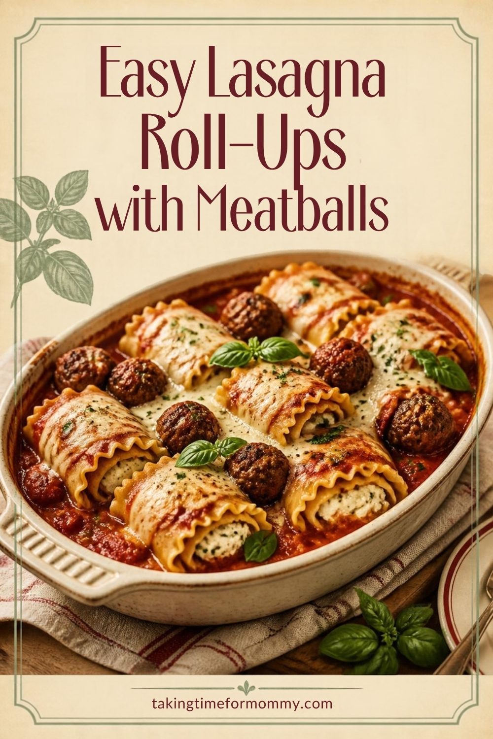 Easy Lasagna Roll-Ups with Meatballs