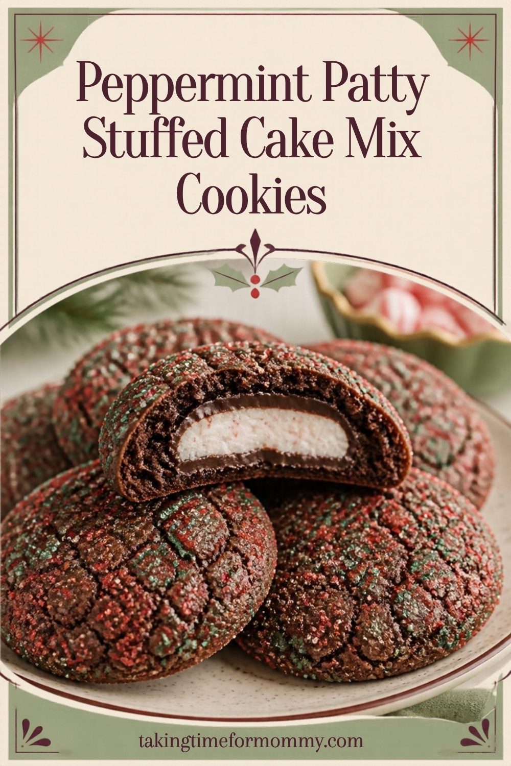 Peppermint Patty Cake Mix Cookies (3 Ingredients + Candy)