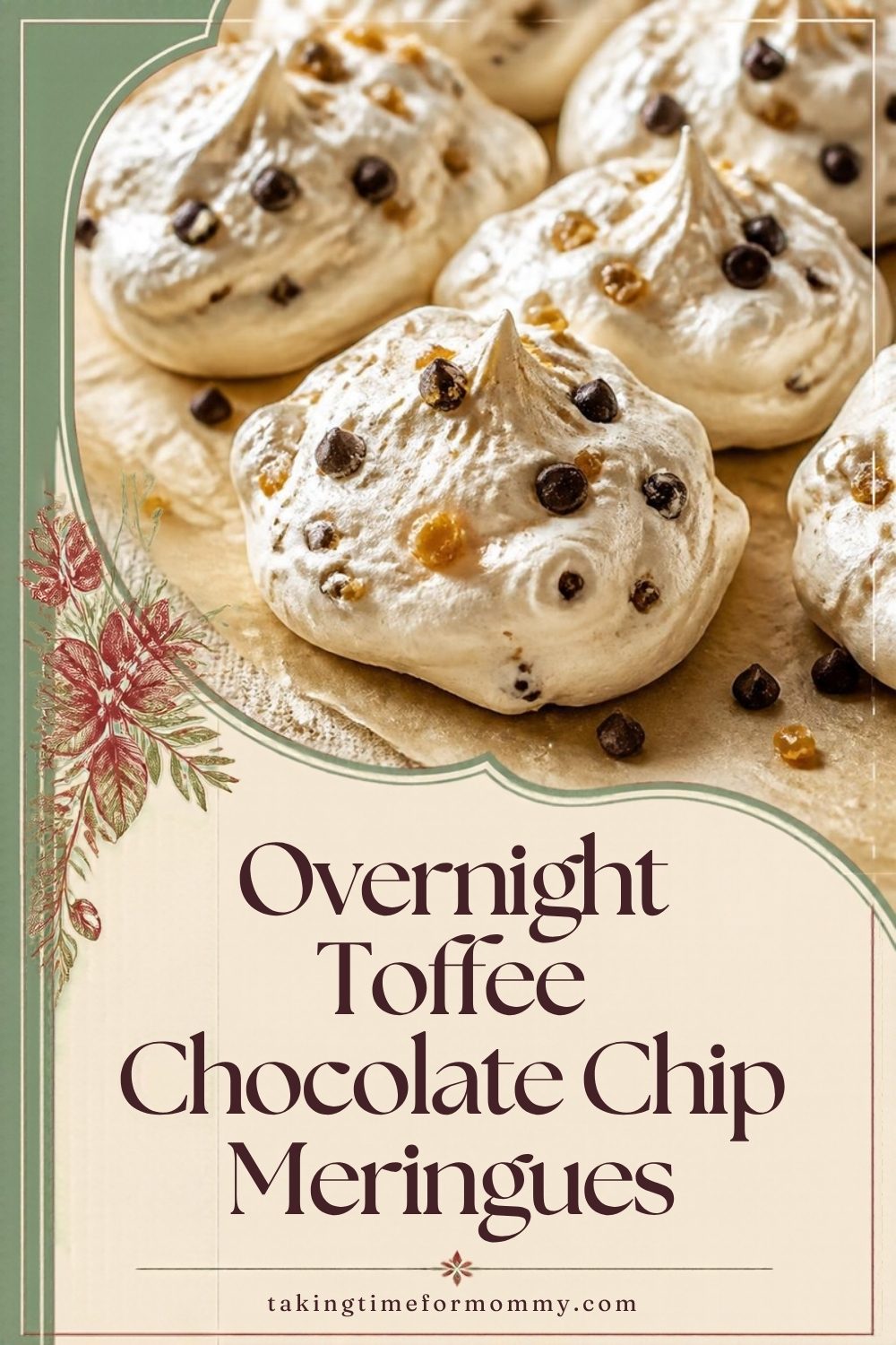 Overnight Toffee Chocolate Chip Meringues
